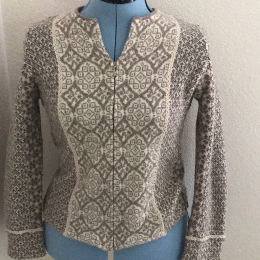 Talbots full-zip lambs wool sweater